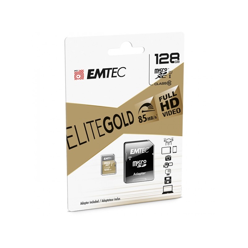 Memory Card microSD EMTEC UHS-I U1 ELITE GOLD 128GB CLASS 10