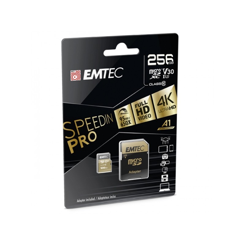 Memory Card microSD EMTEC USH-I U3 SPEEDIN PRO A1 256GB CLASS 10