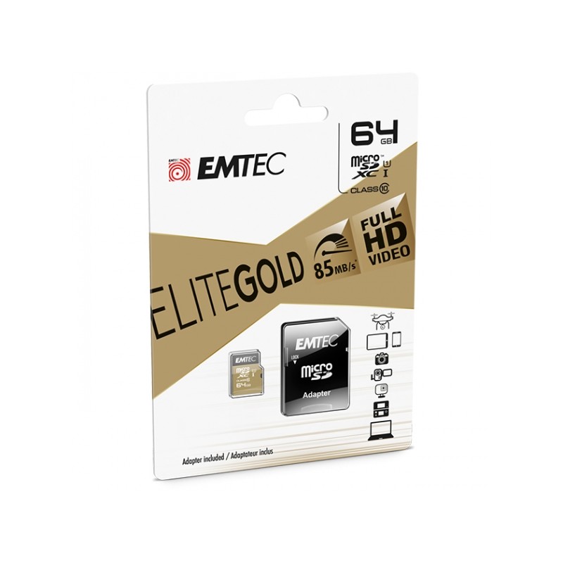Memory Card microSD EMTEC UHS-I U1 ELITE GOLD 64GB CLASS 10