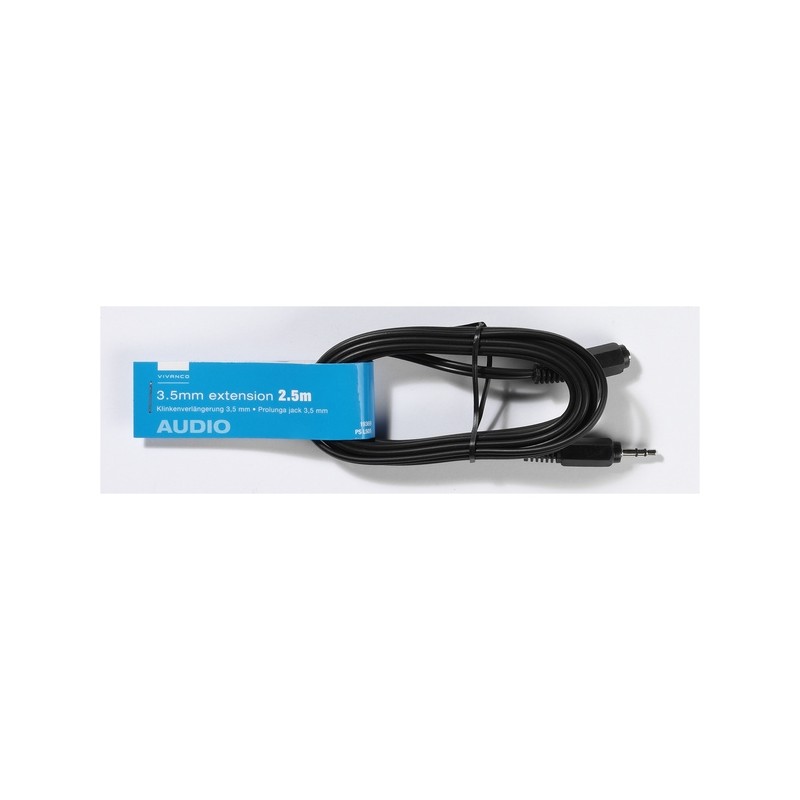 VIVANCO BULK AUDIO CABLE EXTENTION 3.5mm plug - 3.5mm socket 2.5m black