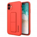 Wozinsky Kickstand Case flexible silicone cover with a stand iPhone 12 Pro red