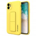 Wozinsky Kickstand Case flexible silicone cover with a stand iPhone 12 Pro yellow