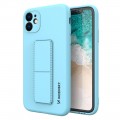 Wozinsky Kickstand Case flexible silicone cover with a stand iPhone 12 light blue