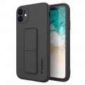 Wozinsky Kickstand Case flexible silicone cover with a stand iPhone 12 black