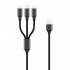 Forever 3in1 cable USB - Lightning + USB-C + microUSB 1,0 m 2A black