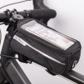Waterproof bike frame bag with phone holder black