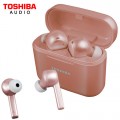 TOSHIBA AUDIO TRUE WIRELESS EARBUDS WITH TOUCH CONTROL &amp Qi CHARGING ROSE GOLD