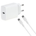 VIVANCO TRAVEL CHARGER PD3.0 18W TYPE C PORT + TYPE C DATA CABLE white